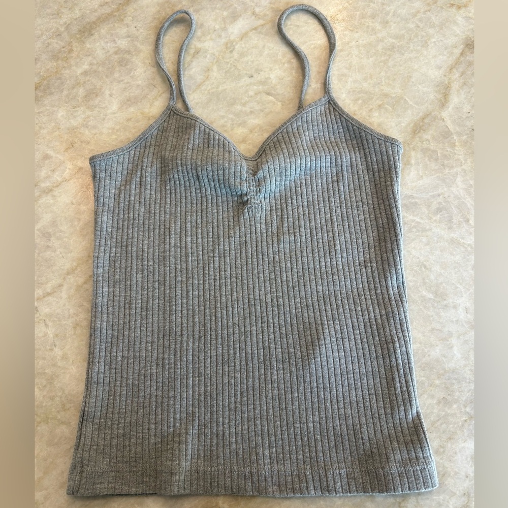 Grey ribbed cami tank top!